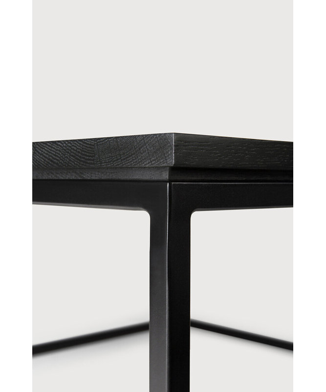 Thin Solid Wood Coffee Table, 11.8" H x 27.6" L x 27.6" W, Black, Black