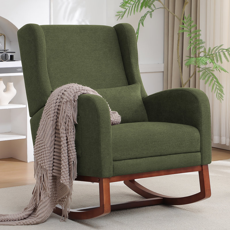 Chaise berçante pour le salon, Mélange de lin vert