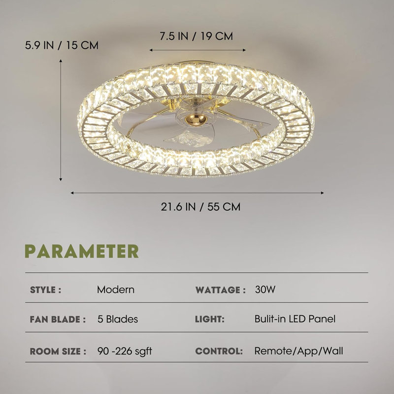 Modern Crystal Chandelier Ceiling Fan