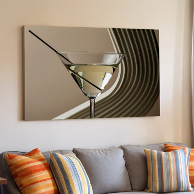 Canvas A Sleek Elegant Martini Glass Filled With A Translucent Pale Wall Art Liquid Glimmers Under Soft Diffused Lighting Reflecting Canvas Wall Art