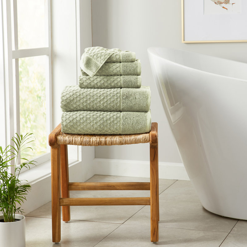 Ensemble de serviettes 100% coton ultra doux et absorbant, Vert pâle, Ensemble de serviettes 6 pièces