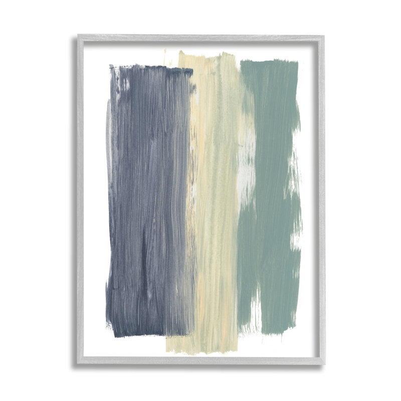 Abstrait, peinture verticale, coups, bleu, jaune, vert par Bronwyn Baker - Peinture, H 14 po x l 11 po
