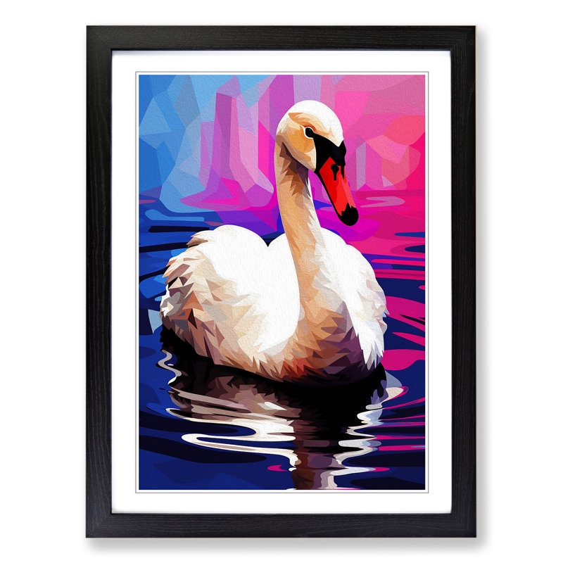 Swan Pop - Framed Print, Black, 46" H x 34" W x 2" D