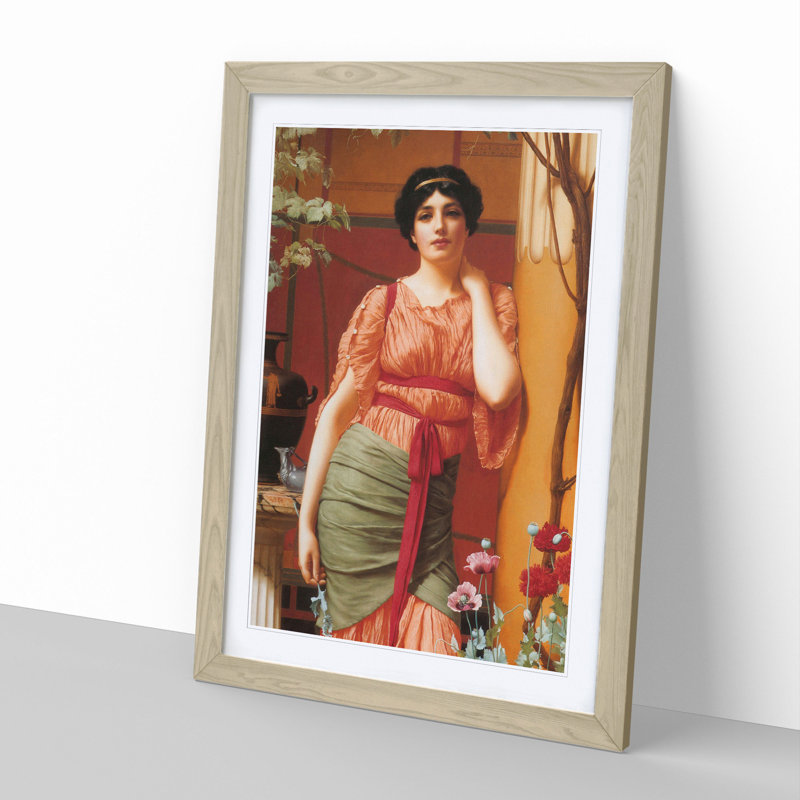 Nerissa by John William Godward - Picture Frame Painting, 48cm H x 36cm W x 2cm D, Oak Framed