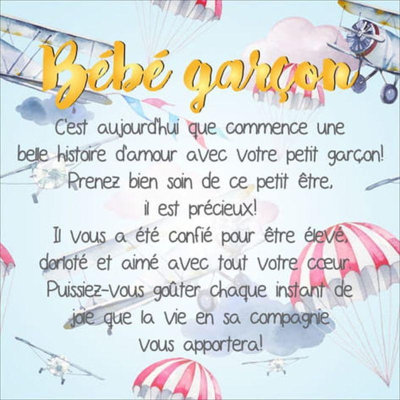 Plaque décorative Jonney DEL Avec Dits - Bebe Garcon
