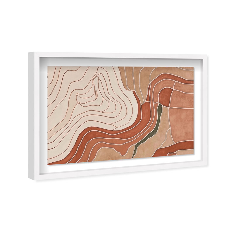 Oliver Gal Garnet Earth Abstract - Luxury Shadowbox Framed Wall Art, 17" H x 25" W, White