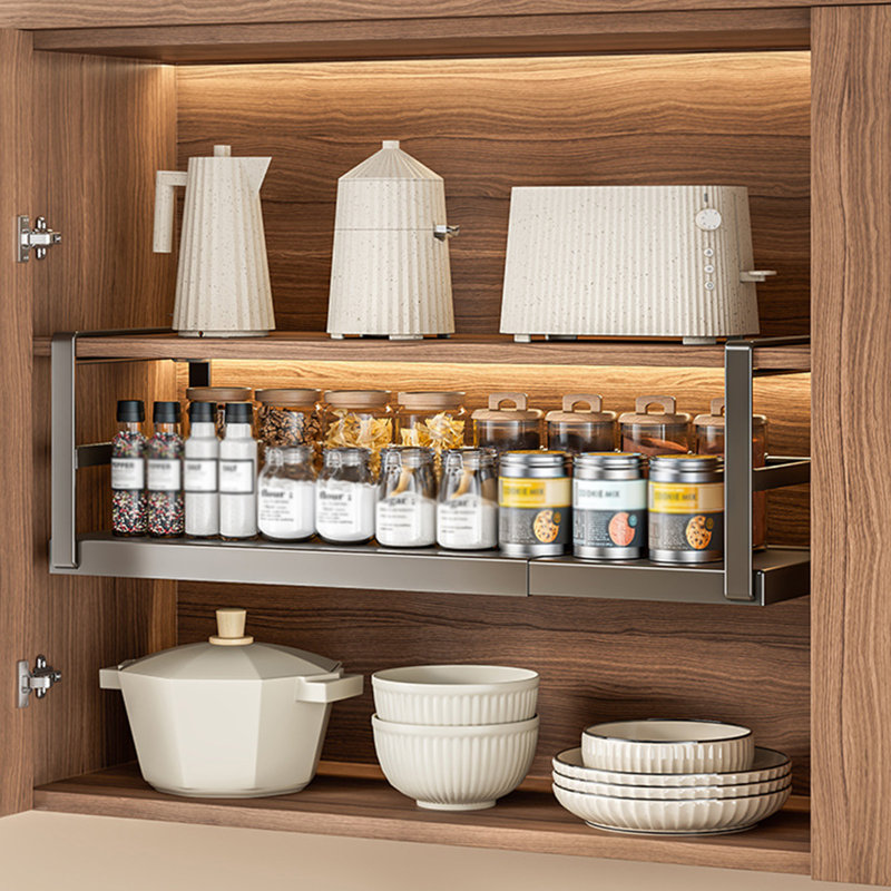 Expandable Under Shelf Storage Rack, Under Cabinet Shelving Basket