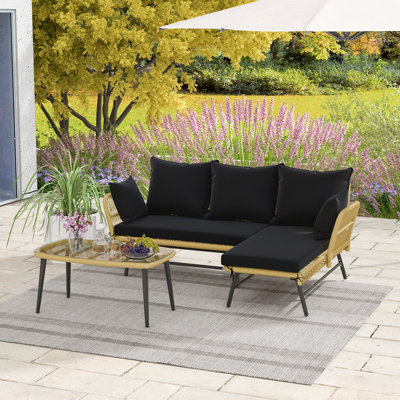 Ensemble de conversation pour 3 personnes avec coussins Lietz