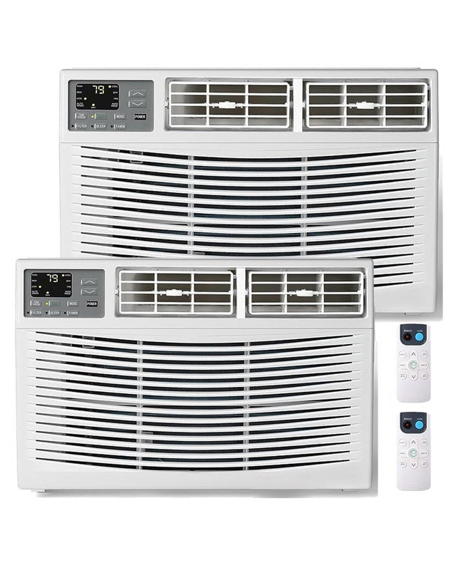 2 pièces Climatiseur de fenêtre 12 000 BTU - Refroidit 550 pieds carrés, Wi-Fi et télécommande, filtre réutilisable
