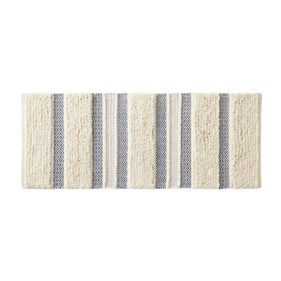 Asher Cotton Blend Hand-Woven Texture Bath Rug with Non-Slip Backing