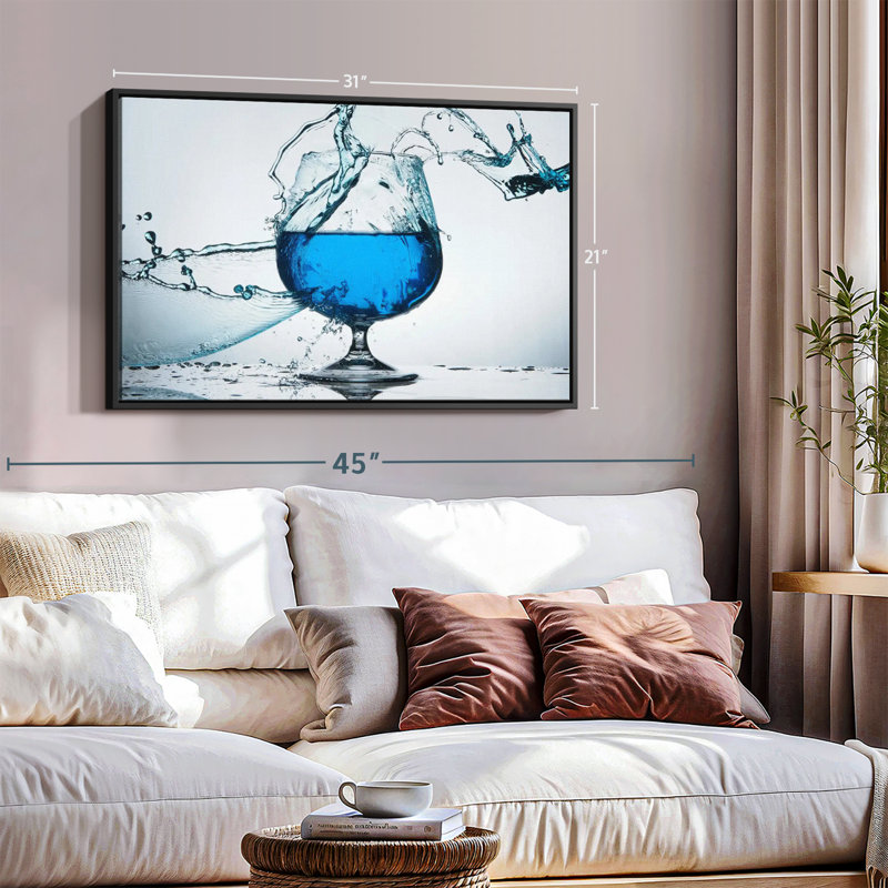 Aliments et boissons «Blue Cocktail Splash», reproduction sur toile, H 21 po x l 31 po