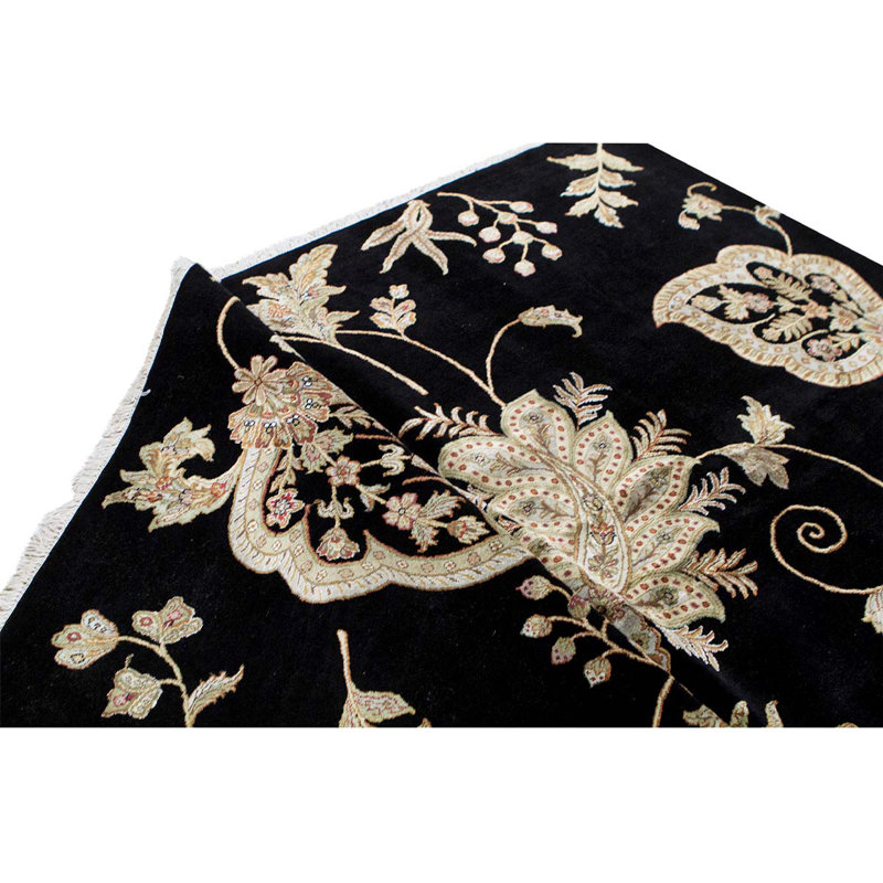 Hand-Knotted High-Quality Black Area Rug
