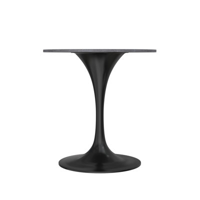 Heatherton 27" Round Dining Table with Sintered Stone Top and Black Steel Pedestal Base Kitchen Table Seats 2-4 Person