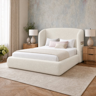 Modern Elegant Cloud Soft Compressed Upholstered Wingback Bed