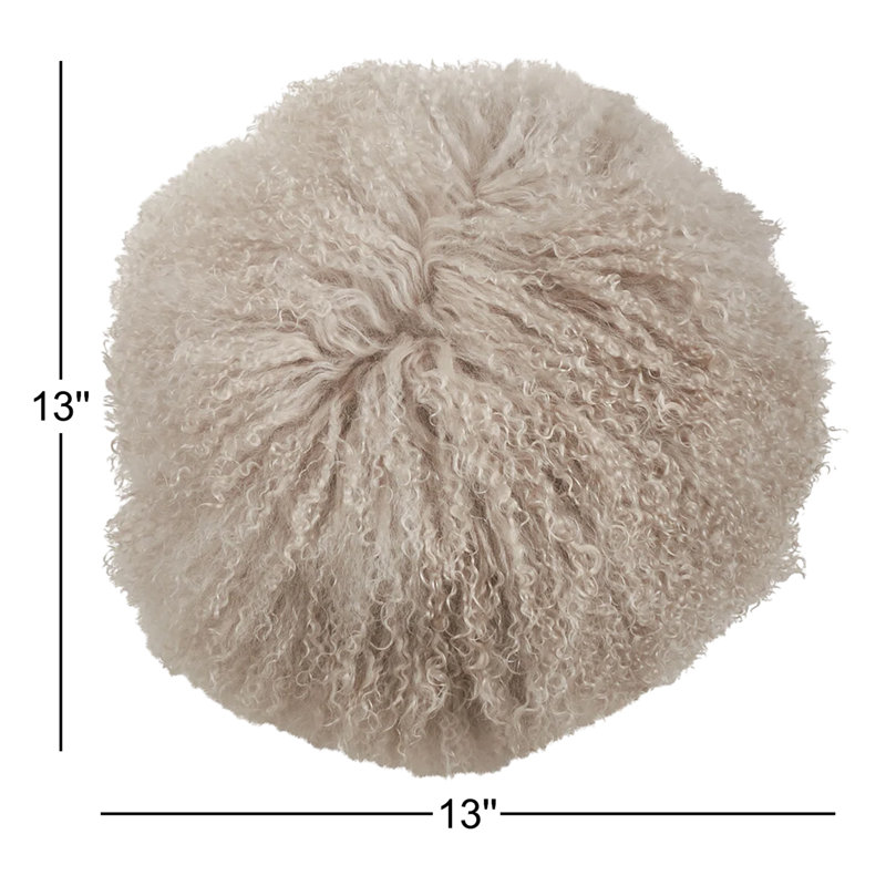 Coussin Mongolian, Huître, H 13 po x l 13 po
