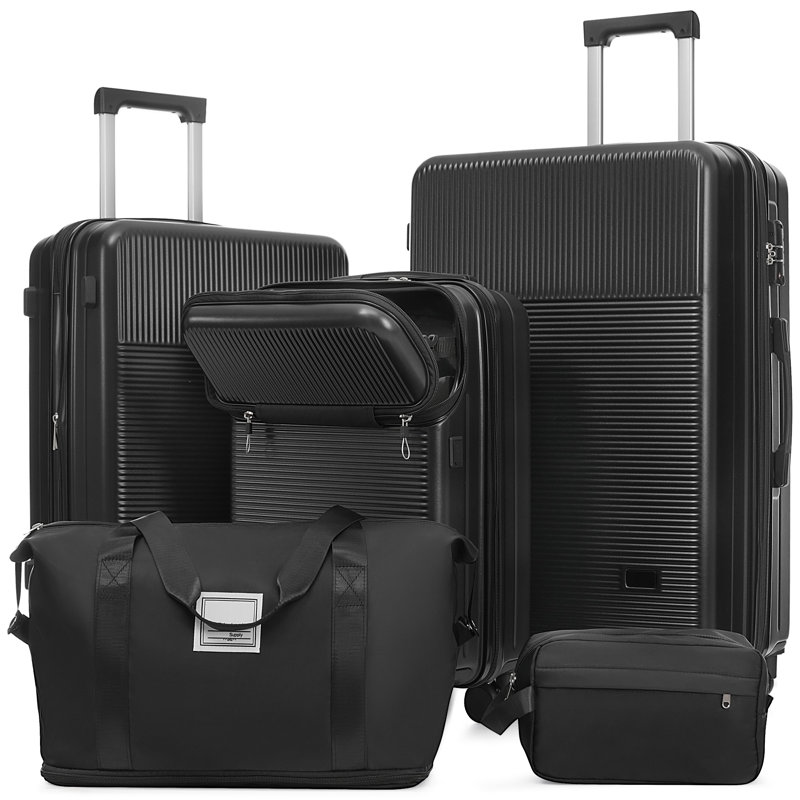 Ensemble de 5 valises à demi-ouverture, Noir