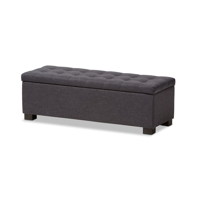 Banc de rangement rembourré Mesina, Gris foncé