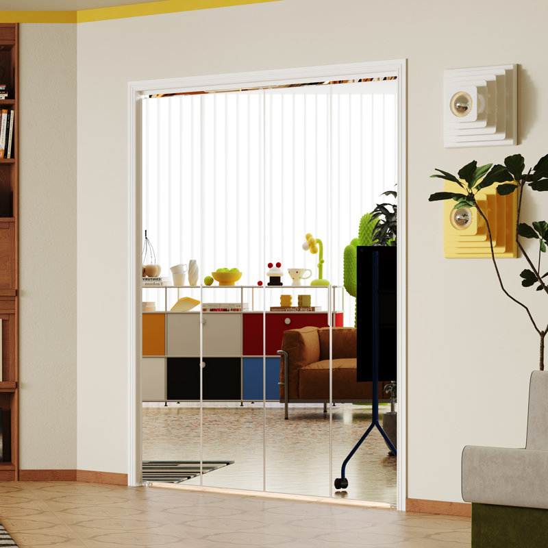 Porte pliante - 1 porte pliante en aluminium à surface en miroir avec quincaillerie incluse, Argent, 48 po x 80 po