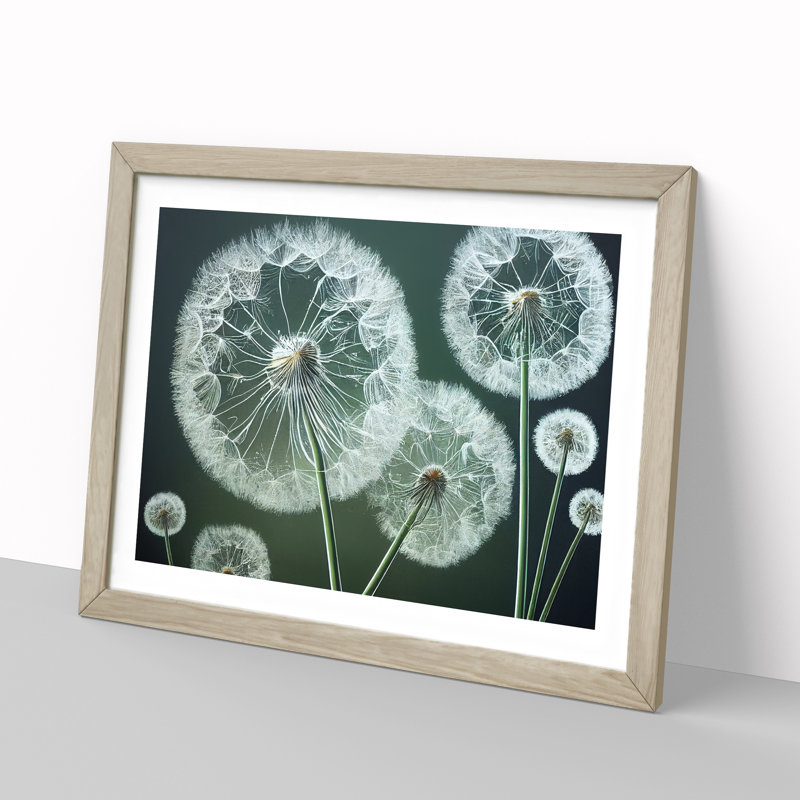 Joyful Dandelion Flowers - Single Picture Frame Print, 34cm H x 46cm W x 2cm D, Oak Framed