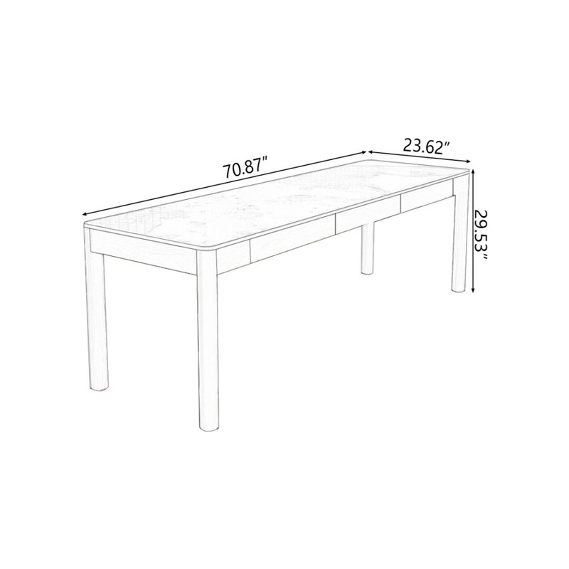 Bureau en bois massif avec 3 tiroirs Burlywood, H 29,53 po x l 70,87 po x P 23,62 po, Couleur de l'image