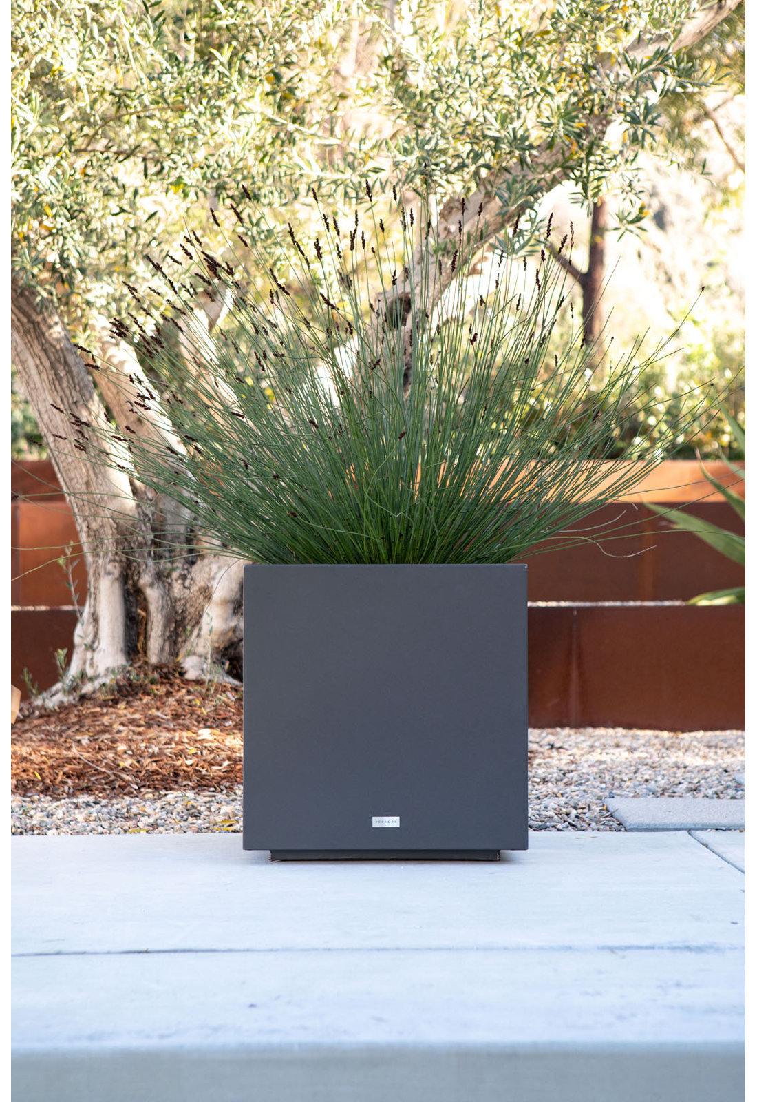Block Series Cube Planter, 18.25" H x 17" W x 17" D, Black