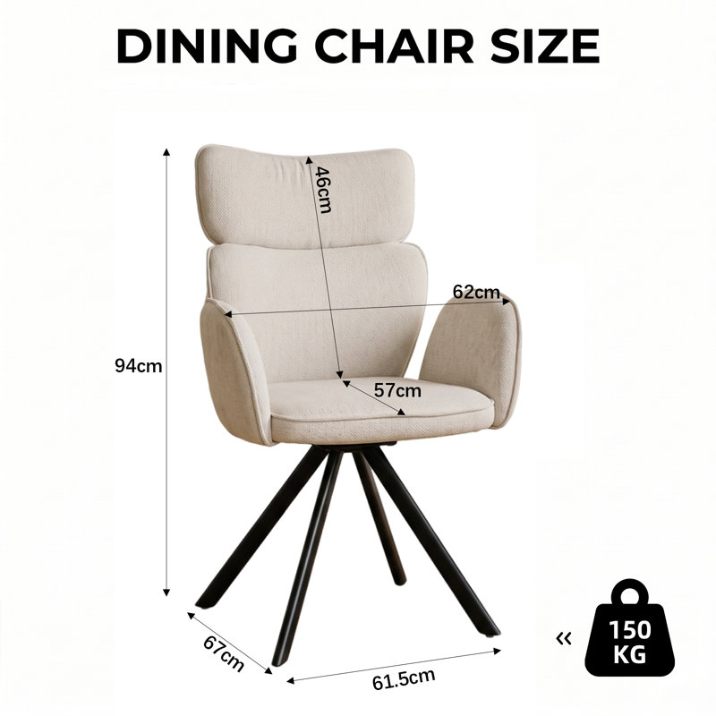 Swivel Dining Chairs, 180 Auto-Return Office Chair Modern Fabric Accent Chairs, for Dining