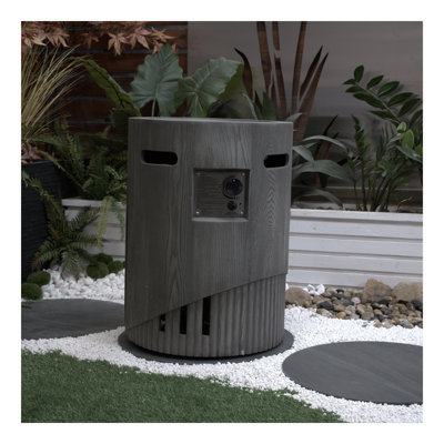 32 000 BTU, foyer d'extérieur au gaz rond de 20 po de diamètre certifié CSA, contient 2,5 kg de pierre de lave et une housse imperméable, finition en pierre de culture à l'oxyde de magnésium, plus adaptée au jardin extérieur