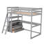 Lit mezzanine simple avec bureau, tablettes et tiroirs - gris, et tablettes de bureau, construction solide-334684791-334684788