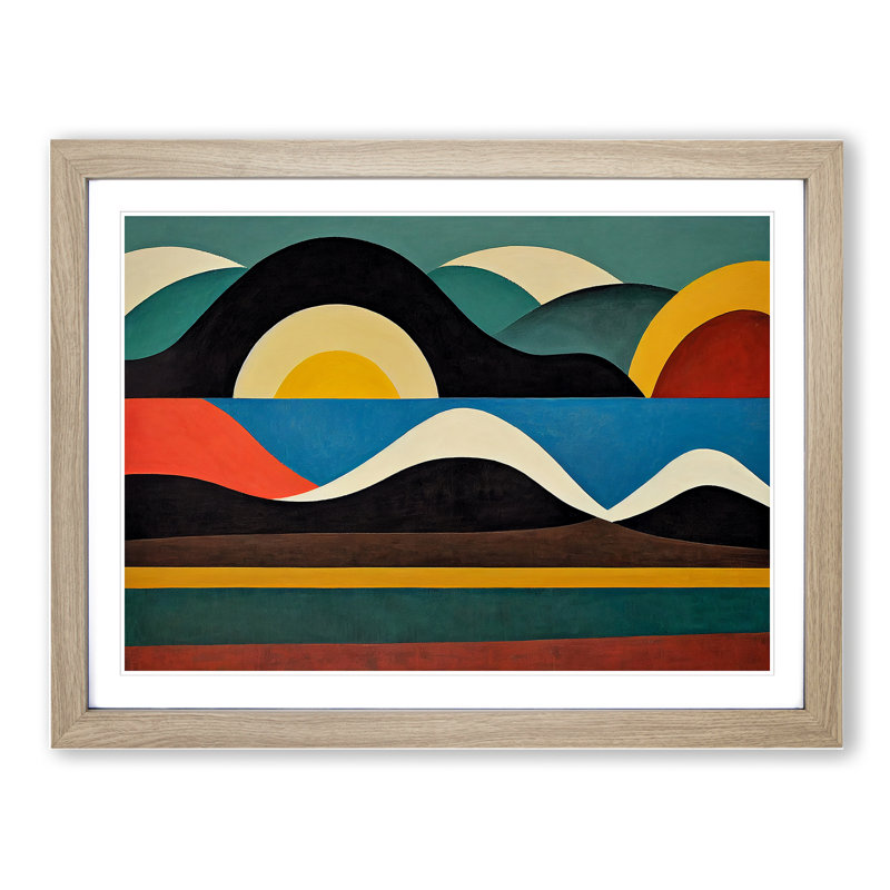 Abstract Landscape Hills - Framed Print, 34cm H x 46cm W x 2cm D, Oak