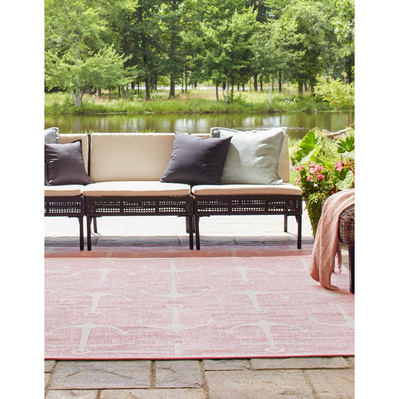 Brentwood Indoor / Outdoor Area Rug, Square 7'10", Pink 