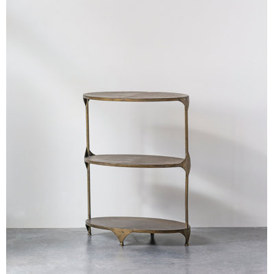 Oval Shaped Metal 3-Tier Shelf Antique