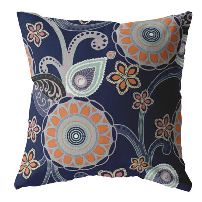Floral Broadcloth Reversible Throw Pillow