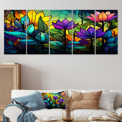 Art mural 5 pièces, jungle colorée