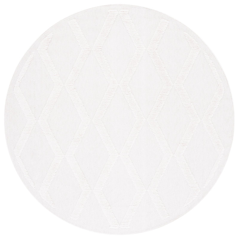 Rittenberry Geometric Ivory Area Rug, Round 6'7"