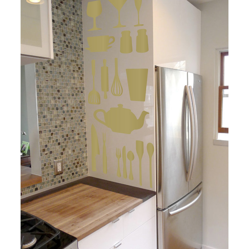 Décalcomanie murale de cuisine, H 37 po x l 29 po x P 0,01 po, Or