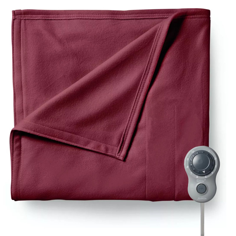 Plain Weave / Muslin Heated Throw Blanket, Red, Queen