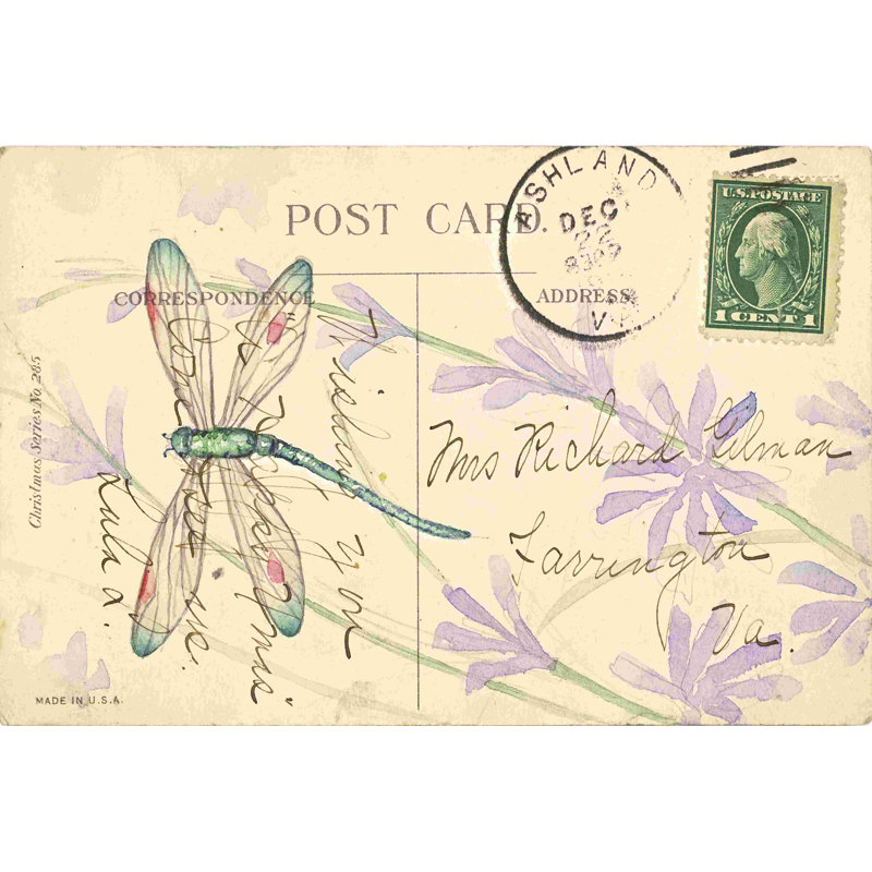 Carte postale libellule III, H 12 po x l 18 po