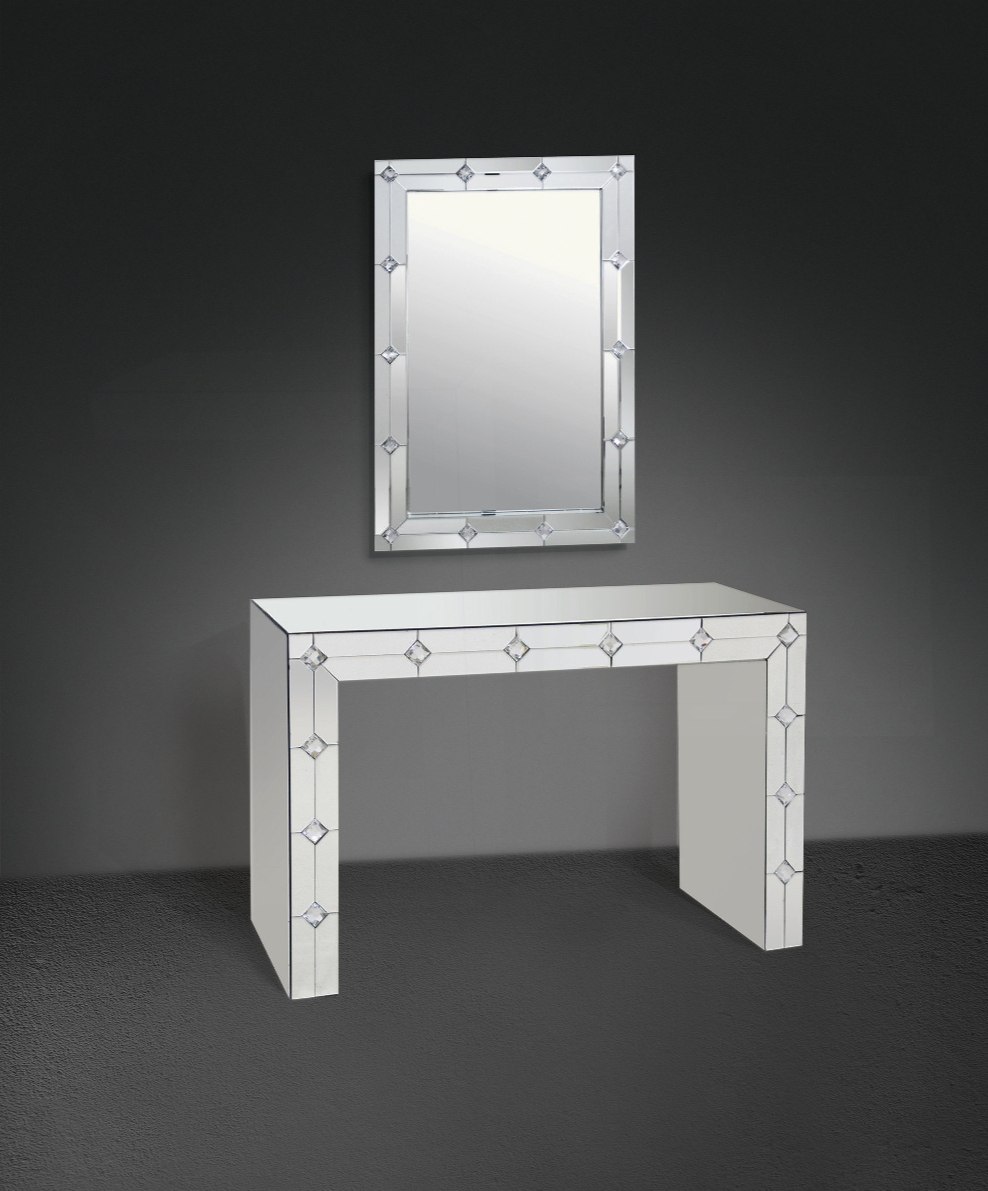 Mercer41 Mirrored & Faux Rhinestone Console Table (Assembled) | Wayfair