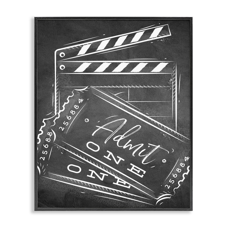 «Admit One Movie Billet», estampe numérique, conception de Kim Allen, H 20 po x l 16 po, Giclée encadrée noir minuit