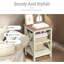 Tables d'appoint, ensemble de 2 petites tables de bout pour le salon, tables de chevet modernes pour la chambre à coucher, table d'appoint en bois, blanc