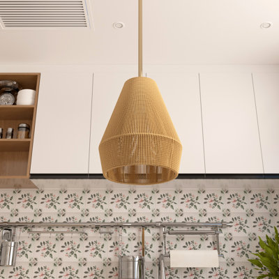 Luminaire suspendu en rotin à 1 lumière à intensité variable Boan