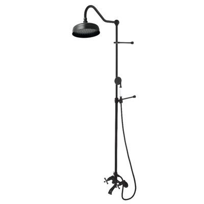 Kingston Brass Vintage Two-Handle 2-Hole Wall Mount Clawfoot Tub Faucet Package with Shower Combo and Hand Shower