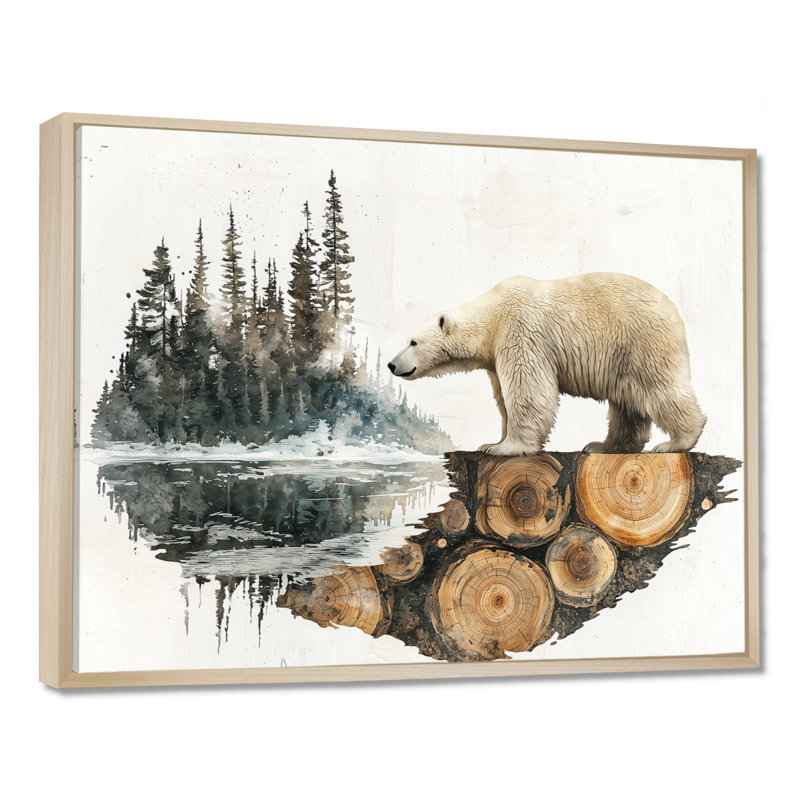 Ours polaire Gerene, Cadre crème crème, H 30 po x l 40 po