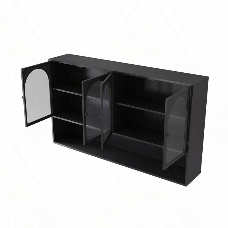 Armoire murale en verre, Noir, Noir
