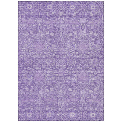 Machine Washable Indoor/Outdoor Segin ACN1133 Plum Rug