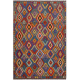 Tapis orange en laine fait à la main de conception unique 7 pi x 9 pi 8 po Lowyn Lowyn