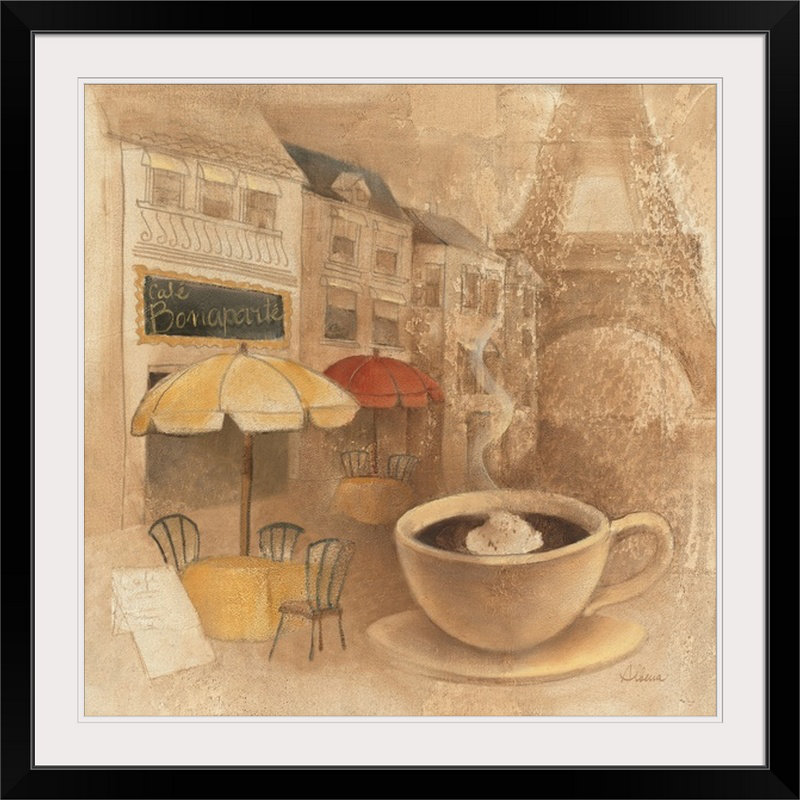 « cafe de paris ii », impression, H 24 po x l 24 po x P 1 po, Cadre noir