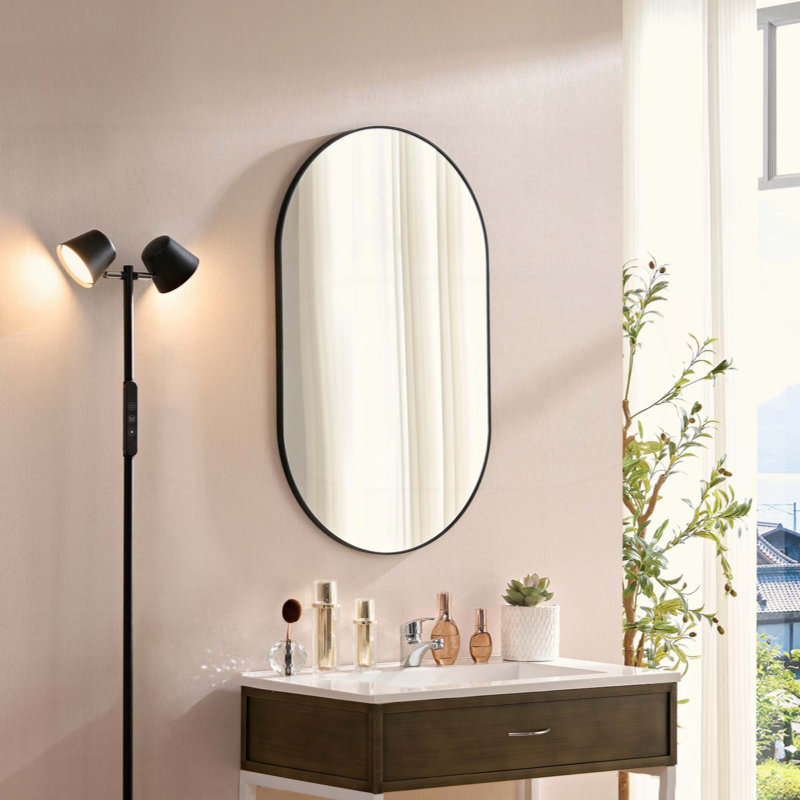 Miroir mural ovale en métal, 36 po x 22 po