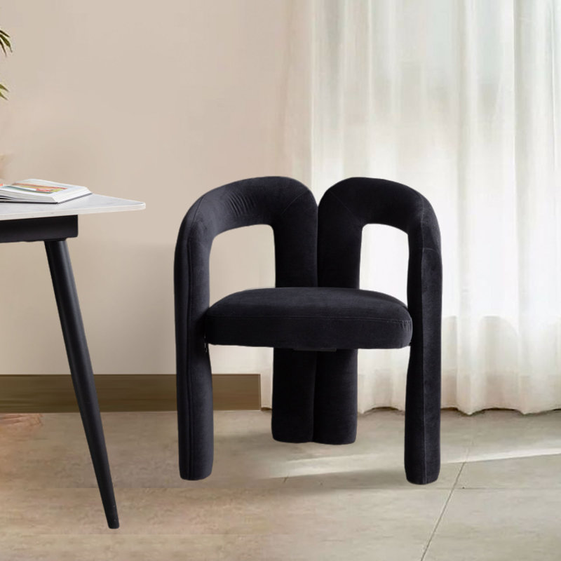 Fauteuil Diomiro de 25,2 po de largeur en velours, Velours noir