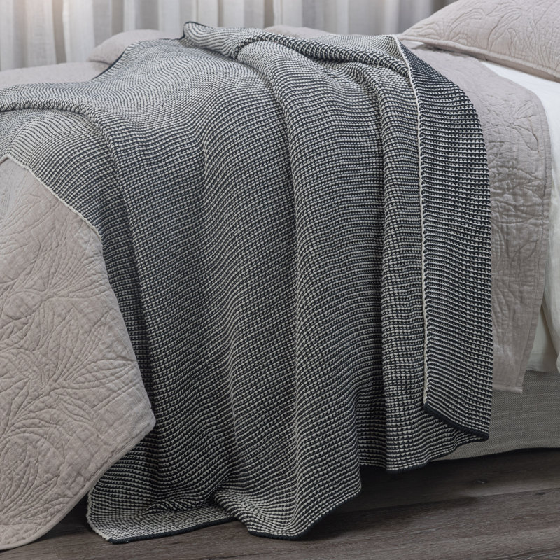 Cohen Knitted Throw Blanket, Charcoal Gray